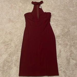 Burgundy dress with slit